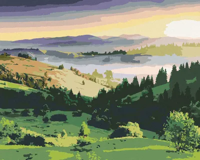 Produktbild von Zuty - Malen nach Zahlen - LANDSCHAFTSHÜGEL UND BÄUME, 40x50 cm, mit Keilrahmen (bereits gespannt)