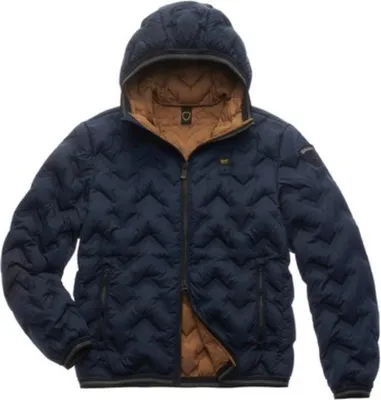 Produktbild von Blauer Piery Herren Daunen Steppjacke mit Kapuze und Zwei-Wege-Reißverschluss Blau