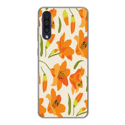 Produktbild von MuchoWow® Handyhülle Schutzhülle Hülle für Samsung Galaxy A30s Blumen - Lilie - Muster Silikon Softcase Handy Hülle - Karteninhaber