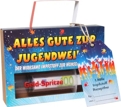 Produktbild von Lustige Geld Spritze Finanzspritze Deko Spritze Geldgeschenke zur Jugendweihe zum Befüllen mit Geld