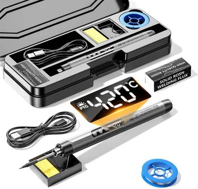 Zdjęcie produktu dla LUTOWNICA BEZPRZEWODOWA AKUMULATOROWA 420°C USB-C ZESTAW Do Lutowania