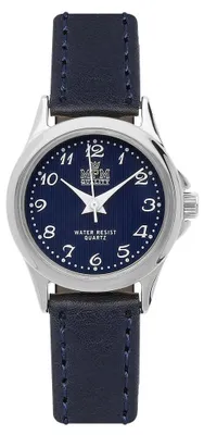 Produktbild von MPM-Quality Damenuhr Lederarmband Analog Silberfarben Dunkelblau Mineralglas