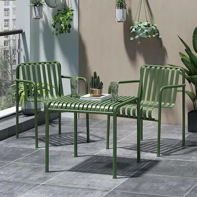 Immagine prodotto di Sedia da giardino per esterni in ferro - Resistente alle intemperie e robusta - Sedia per balcone, terrazza e bar - Poltrona da giardino verde scuro - Sedia singola 63cm【DRXX3256】