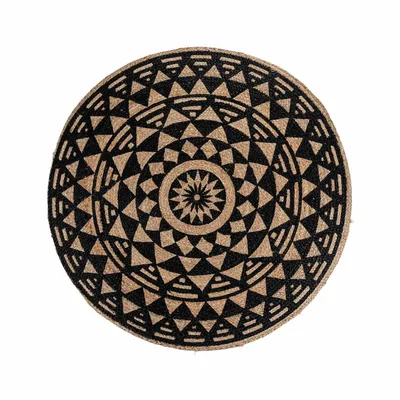 Produktbild von Bombay Teppich Ø120 cm Jute schwarz Muster.