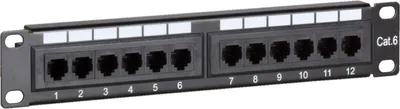 Immagine prodotto di DS-IT Patchpanel 10”, 12-fach UTP Patchpanel CAT 6 (DS-10Patch6-12UTP)