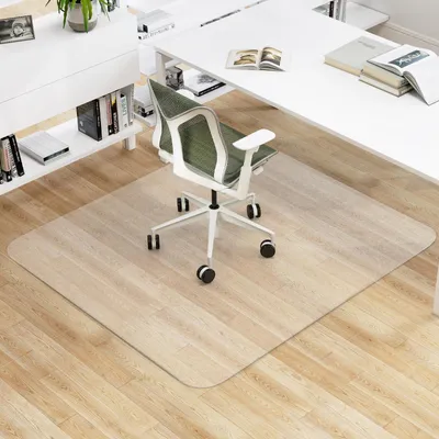 Zdjęcie produktu dla COSTWAY 160x180 cm mata ochronna na krzesło biurowe, podkład na krzesło do biurka, grubość maty ochronnej 1,5 mm, ochrona podłogi odporna na zarysowania i antypoślizgowa, podkład na krzesło