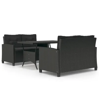 Produktbild von vidaXL 3-tlg. Garten-Essgruppe mit Kissen Poly Rattan