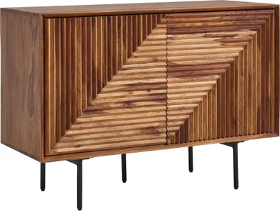 Produktbild von WOHNLING Sideboard 100x71x40 cm Sheesham Massivholz / Metall Anrichte Kommode mit zwei Türen Kommodenschrank Holz Modern Standschrank Wohnzimmer