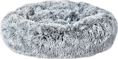 Produktbild von Dehner Lieblinge Kuschelbett Cookie, Hundebett / Katzenbett pflegeleicht, ca. Ø 58 cm, Höhe 14 cm, Größe M, Polyester, grau