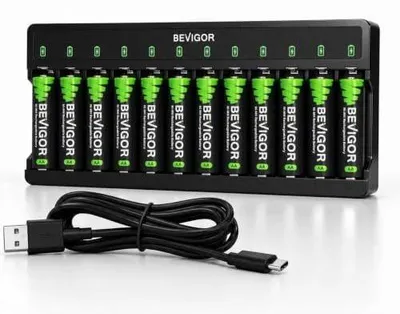 Productafbeelding van Acculader 12-voudig, USB-C, voor AA-batterijen, compact