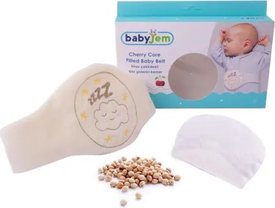 Produktbild von Babyjem Kirschkernkissen - Größenverstellbarer Wärmekissen für Babys - Dinkelkissen ideal geeignet bei Bauchschmerzen & Blähungen -100% Baumwolle Weiß