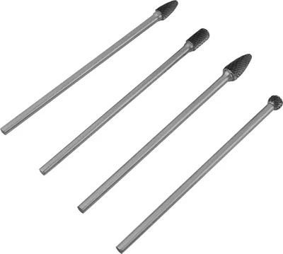 Produktbild von 4-teiliges Hartmetall-Rotationsfeilen-Doppelschnitt-Frässtift-Set, 6 mm Schaft, Metallbearbeitungswerkzeug
