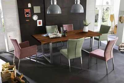 Produktbild von SIT Möbel Baumkante-Esstisch | Platte 26 mm Akazie nussbaum-farbig | Gestell Stahl silbern | B 160 x T 85 x H 77 cm | 07189-85 | Serie TABLES & CO