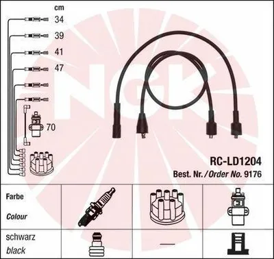 Produktbild von NGK 9176 Zündkabelsatz Zündleitungssatz