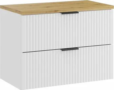 Zdjęcie produktu dla Szafka Łazienkowa 80 Cm Z Blatem Dąb Artisan I 2 Szufladami