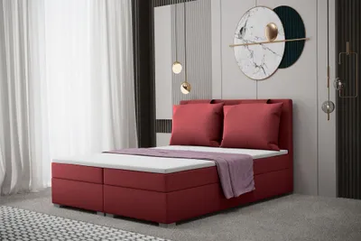 Produktbild von Boxspringbett Schlafzimmerbett MATRO 180x200cm in Stoff Soro Rot