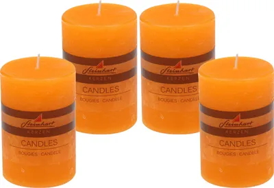Produktbild von 4er Set Adventskranzkerzen "Raureif" Orange 100/68 mm