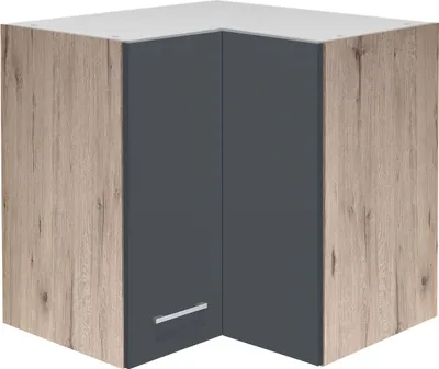 Produktbild von Eckhängeschrank Küche - 60 cm breit - Basaltgrau Matt San Remo Eiche – Morena