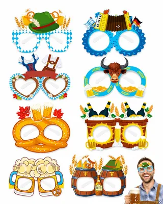 Oktoberfest-Partybrillen, 8 Stück, aus Karton, für Erwachsene