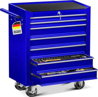Produktbild von MASKO® Werkstattwagen 7 Schubladen, abschließbar, massives Metall, ohne Werkzeug