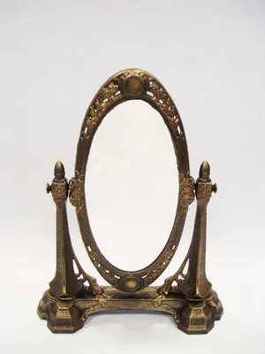 Produktbild von Casa Padrino Luxus Schminkspiegel aus Schmiedeeisen - Antik Gold - H 43 cm - Schwere Ausführung