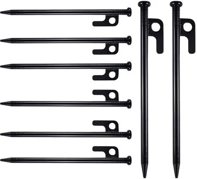 Produktbild von Unyqoos® 8er-Set Zeltheringe aus geschmiedetem Gusseisen, 20 cm – korrosionsbeständige Zeltpflöcke für Camping & Outdoor