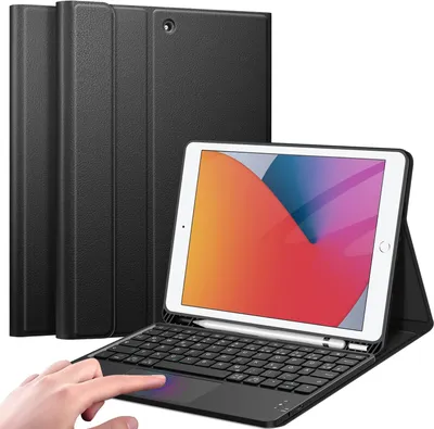 Produktbild von Fintie Tastatur Hülle für iPad (9. / 8. und 7. Generation - 2021/2020/2019), iPad 10.2 Hülle mit Tastatur, Deutscher Tastatur mit Touchpad Magnetisch Abnehmbarer Keyboard, Schwarz