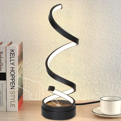 Image de ZMH Lampe de chevet Touch Dimmable LED Lampe de table - 12W Lampe de table moderne Salon avec 1,6M de câble Lampe de bureau noire en forme de spirale Design Veilleuse pour chambre à coucher Chambre d'enfants