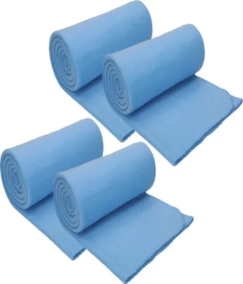Produktbild von Betz 4 Stück Luxus Fleecedecken 130x170 cm Kuscheldecken  Farbe hellblau