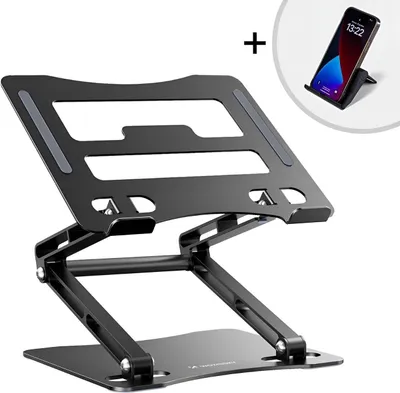 Zdjęcie produktu dla Podstawka pod laptopa, tablet Wozinsky WRS-CPY75DSB aluminiowa + Gratis! podstawka do smartfona - czarna