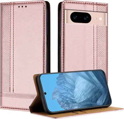 Produktbild von Handyhülle für Google Pixel 8A Leder Flip Klappbare Schutzhülle mit Standfunktion Pink