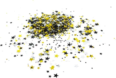 Produktbild von Oblique Unique Stern Konfetti 300 Stk Tischdeko Geburtstag Party Silvester Fasching Karneval - schwarz gold silber