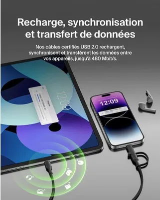 Immagine prodotto di Cavo USB-C e Lightning Belkin, 2 in 1, nero, ricarica dispositivi Apple e USB-C