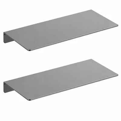 Productafbeelding van 2 aluminium wandplanken, 40 x 12 cm, metalen badplanken met verhoogde rand, wandmontageplanken voor keuken, slaapkamer en kantoor, grijs