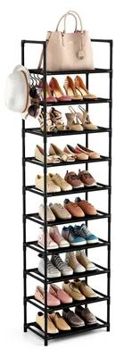 Produktbild von Schuhregal mit 10 Ebenen, Schuh-Organizer für 20-25 Paar Schuhe, schmaler offener Schuhschrank für Flur, Wohnzimmer, Schlafzimmer