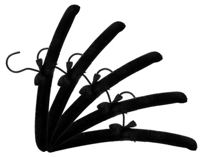 Produktbild von 5 Stück gepolsterte Satin-Kleiderbügel in Schwarz für Damenoberteile und Kleider