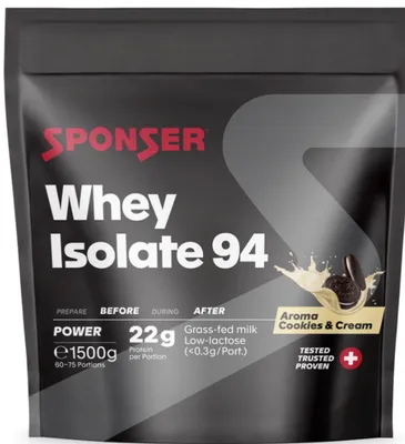 Produktbild von Sponser Whey Isolate 94 – 1500 g-Beutel Cookies & Cream