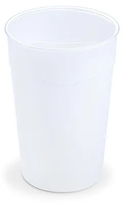 Produktbild von 50x Mehrwegbecher Heißgetränkebecher transparent milchig transluzent Eichstrich 300ml Ø 80mm
