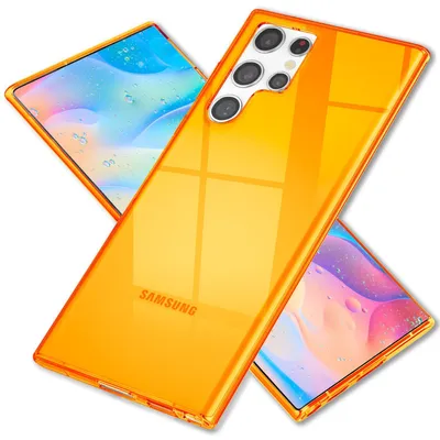 Produktbild von NALIA Klare Neon Handyhülle für Samsung Galaxy S22 Ultra, Durchsichtig Bunt Leuchtend, Dünne Schutzhülle Cover Orange