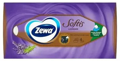 Kozmetické utierky, 4 vrstvy, 80 ks, ZEWA "Softis", levandula