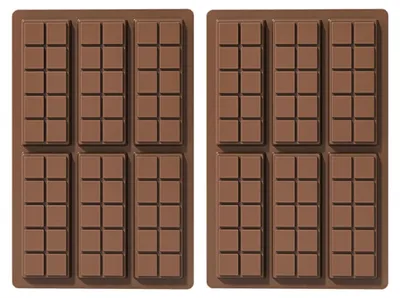 Image de Moules en silicone pour chocolat - 6 cavités - Antiadhésifs, idéaux pour les chocolats et les glaçons - Lot de 2 - Couleur : marron