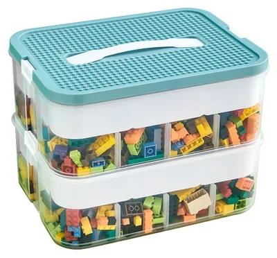 Immagine prodotto di Solidchoice - Contenitore impilabile con 2 scomparti per giocattoli