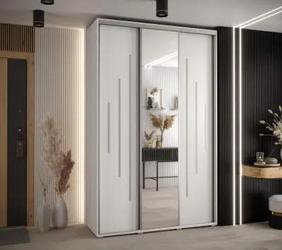 Produktbild von Kleiderschrank YVONA 13 - 160/45 cm, weiß/silber