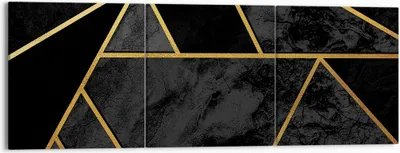 Produktbild von Bild auf Leinwand - Leinwandbild - 3 Teile - Abstraktion Gold Schwarz - 150x50cm - Wand Bild - Wanddeko - Wandbilder - Leinwanddruck - Bilder - Wanddekoration - Leinwand bilder - CA150x50-4358