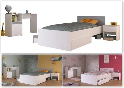 Produktbild von Kinderzimmer Pirouette II, 3-tlg. - Weiß / Farbeinsatz