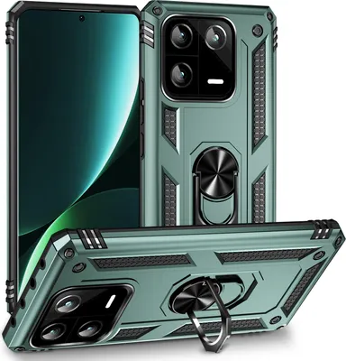 Image de Étui pour Xiaomi 13 étui de protection militaire double couche avec support d'anneau et support vert