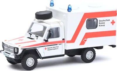 Produktbild von Schuco 452668600 Mercedes Benz G-Klasse Krankenwagen "DRK" weiss/orange Maßstab 1:87 Modellauto
