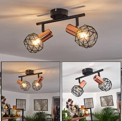 Produktbild von Torano »Torano« 2-flammige Deckenlampe aus Metall in Schwarz und kupferfarben