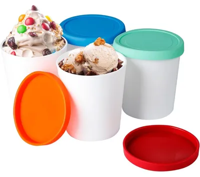 Produktbild von 1L Eisbehälter mit Silikon Deckel, 4 Runde Behälter