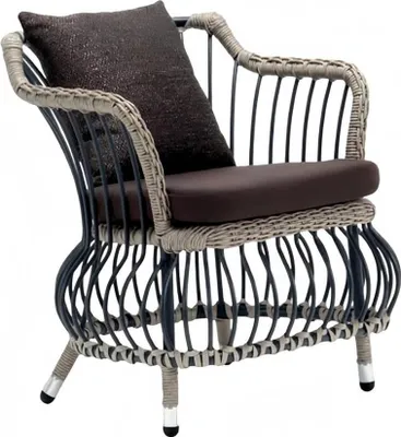 Produktbild von Modern Sessel 1 Sitzer Couch Polster Luxus Braun Rattan Design Terrasse